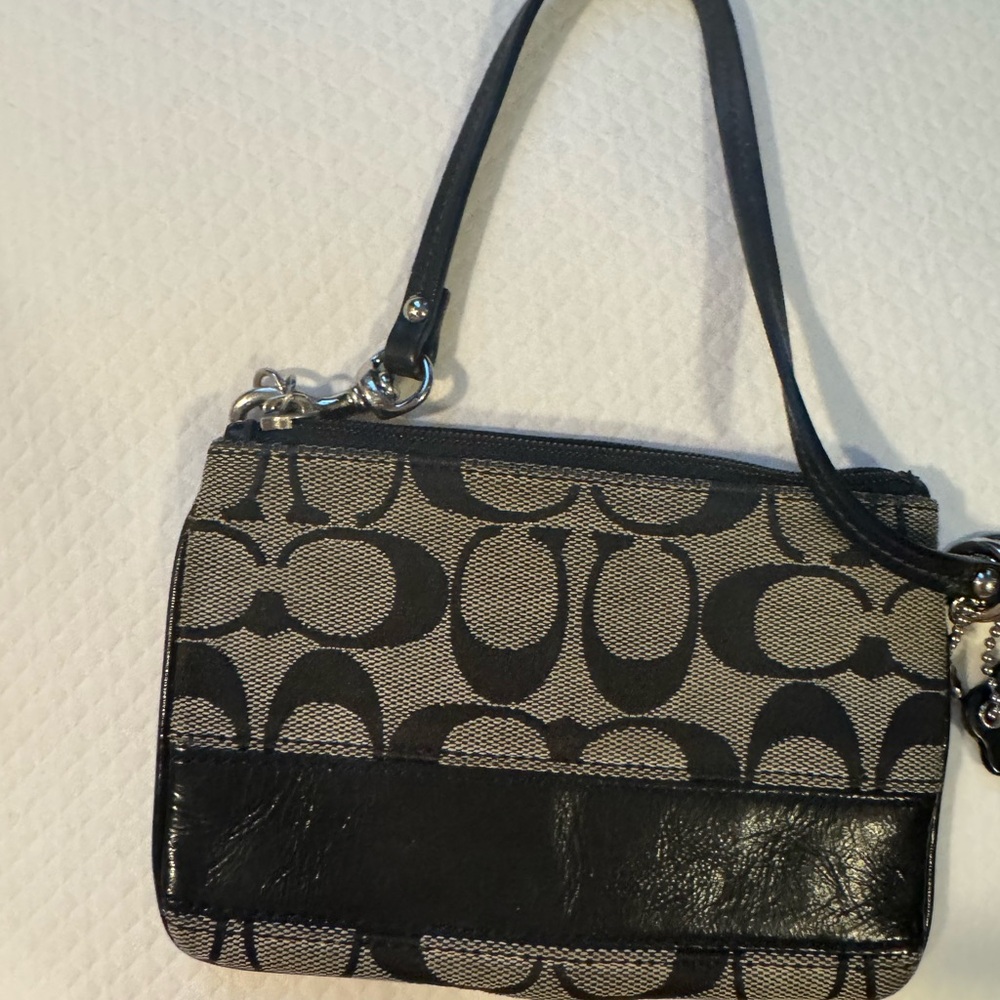 Coach Black and Gray Signature Wristlet